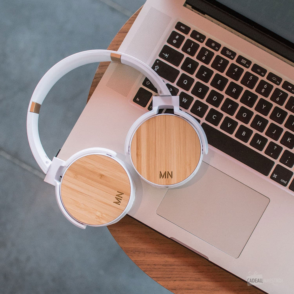 Casque Bluetooth Bambou Initiales à Personnaliser - Objet Connecté