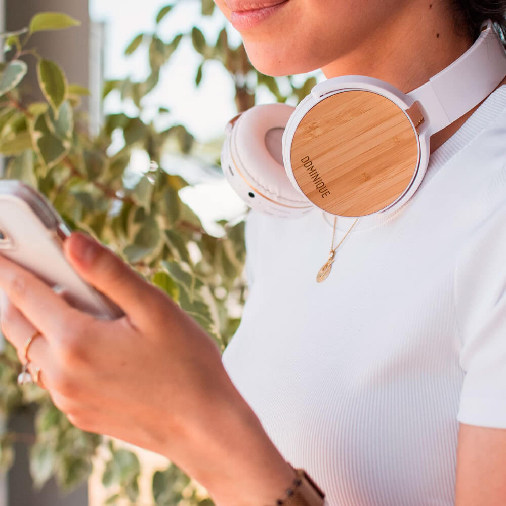 Casque Bluetooth Bambou Prénom à Personnaliser - Objet Connecté