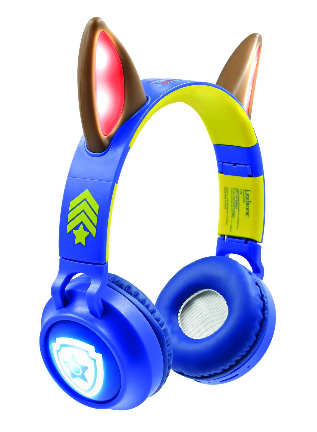 Casque lumineux pliable Bluetooth et filaire chase de la pat' patroulle avec limitation du volume multicolore