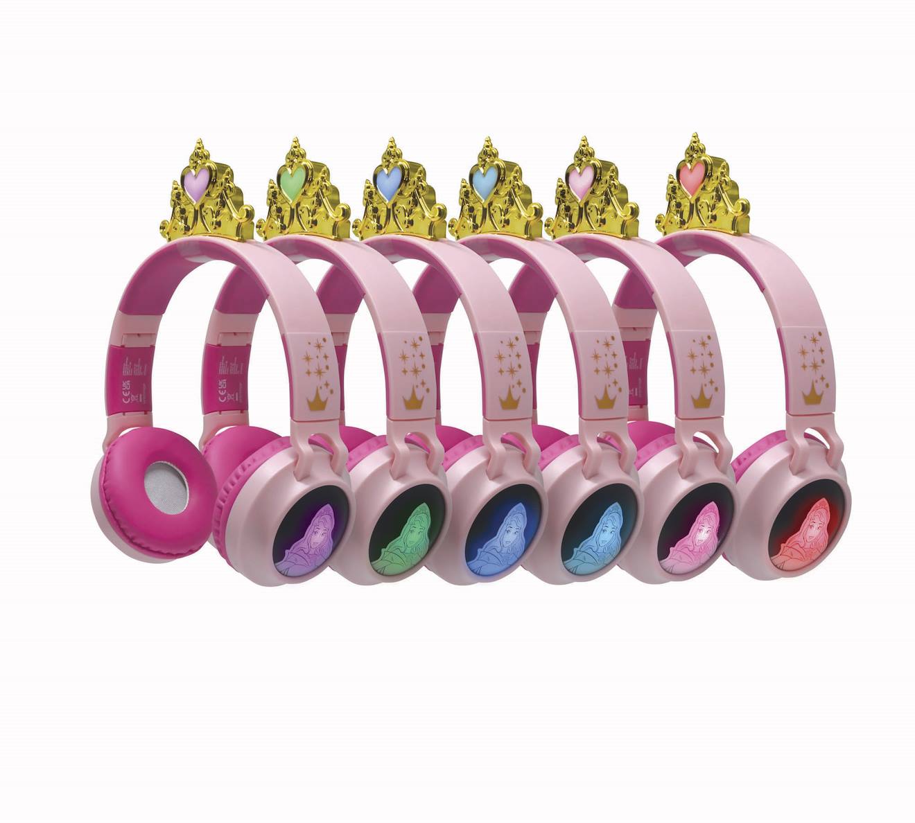 Casque lumineux pliable Bluetooth et filaire Princesses Disney avec limitation du volume multicolore