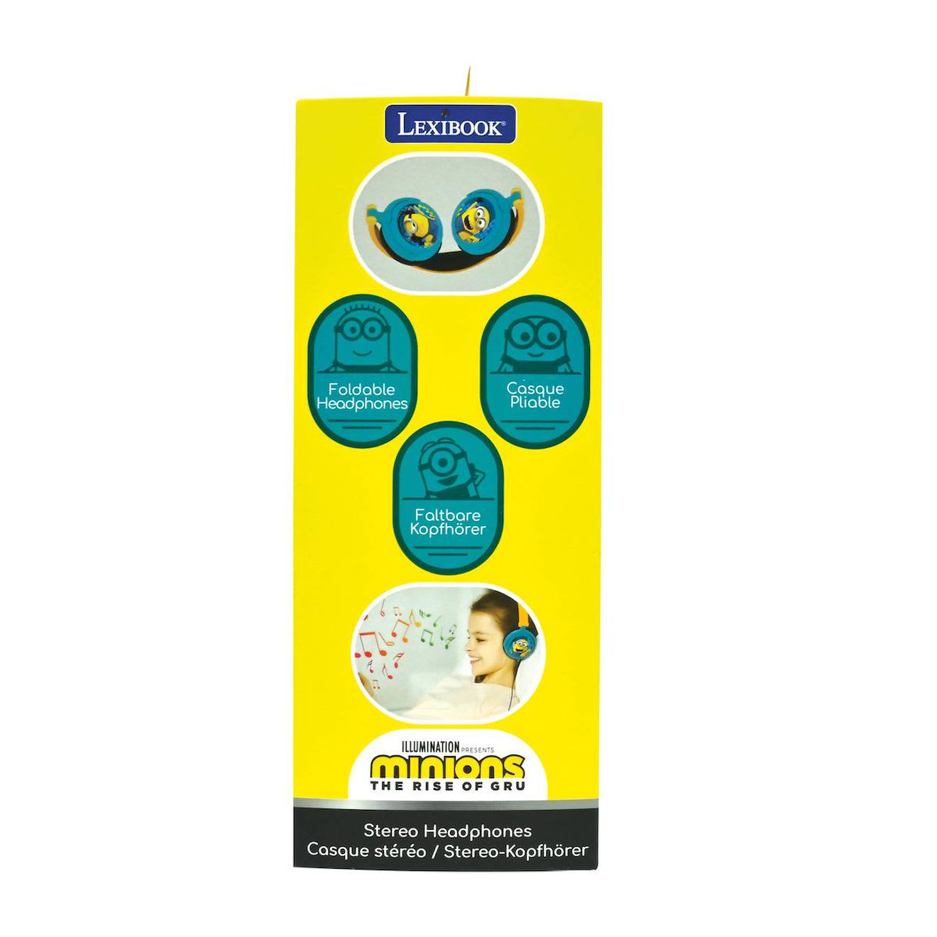 Casque stéréo filaire pliable avec limitation de volume d'écoute Les Minions multicolore