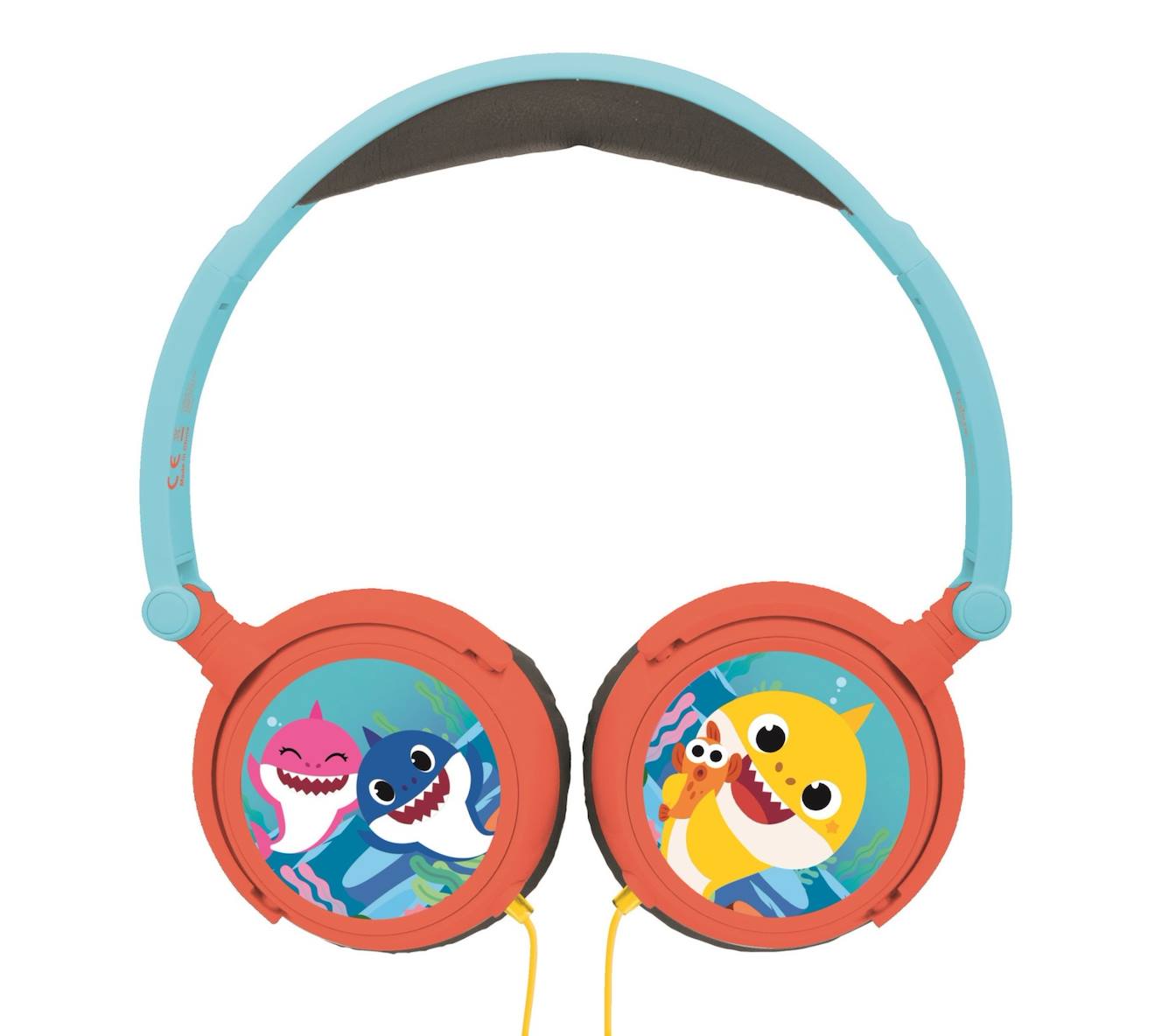 Casque stéréo filaire pliable baby shark avec limitation de volume d'écoute multicolore