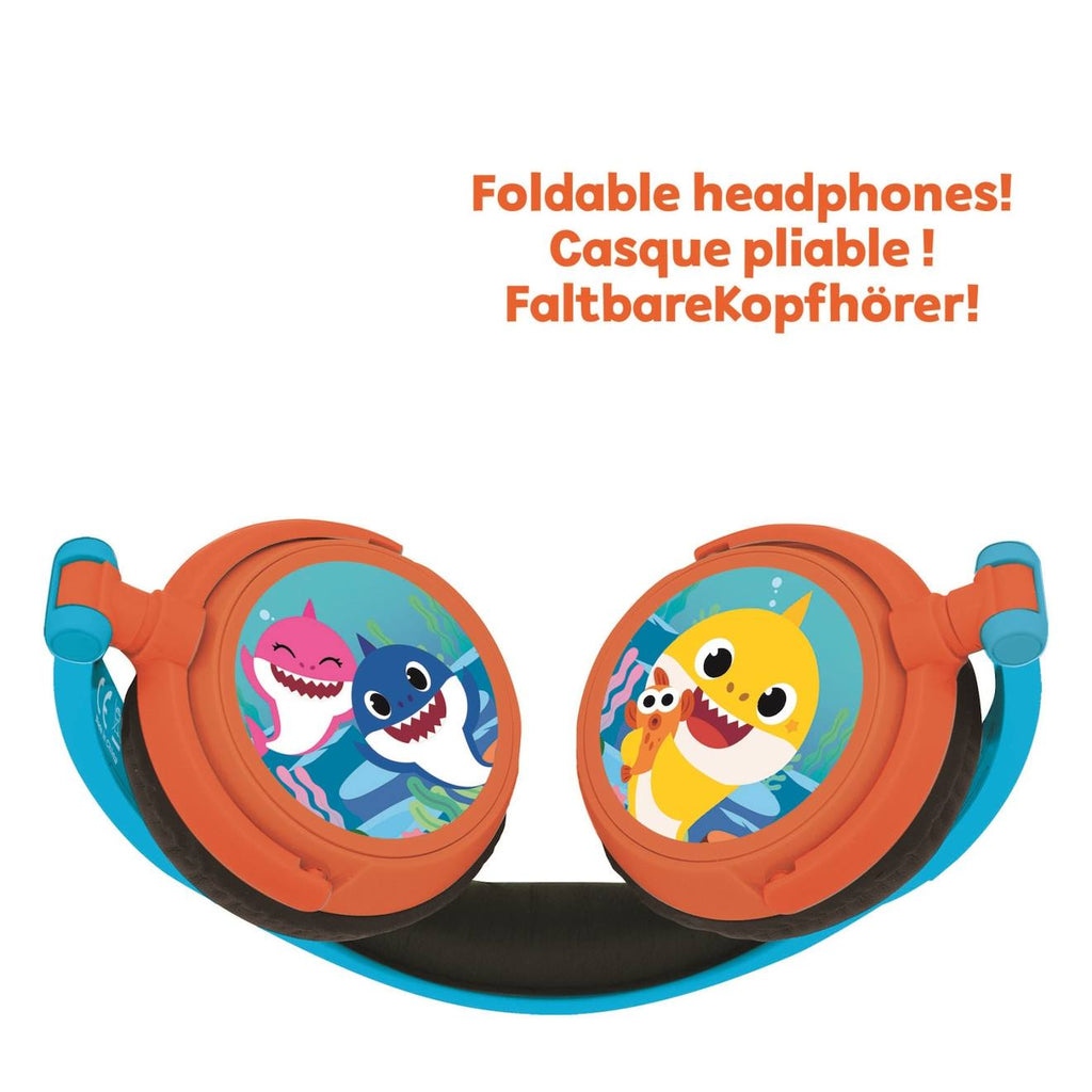 Casque stéréo filaire pliable baby shark avec limitation de volume d'écoute multicolore