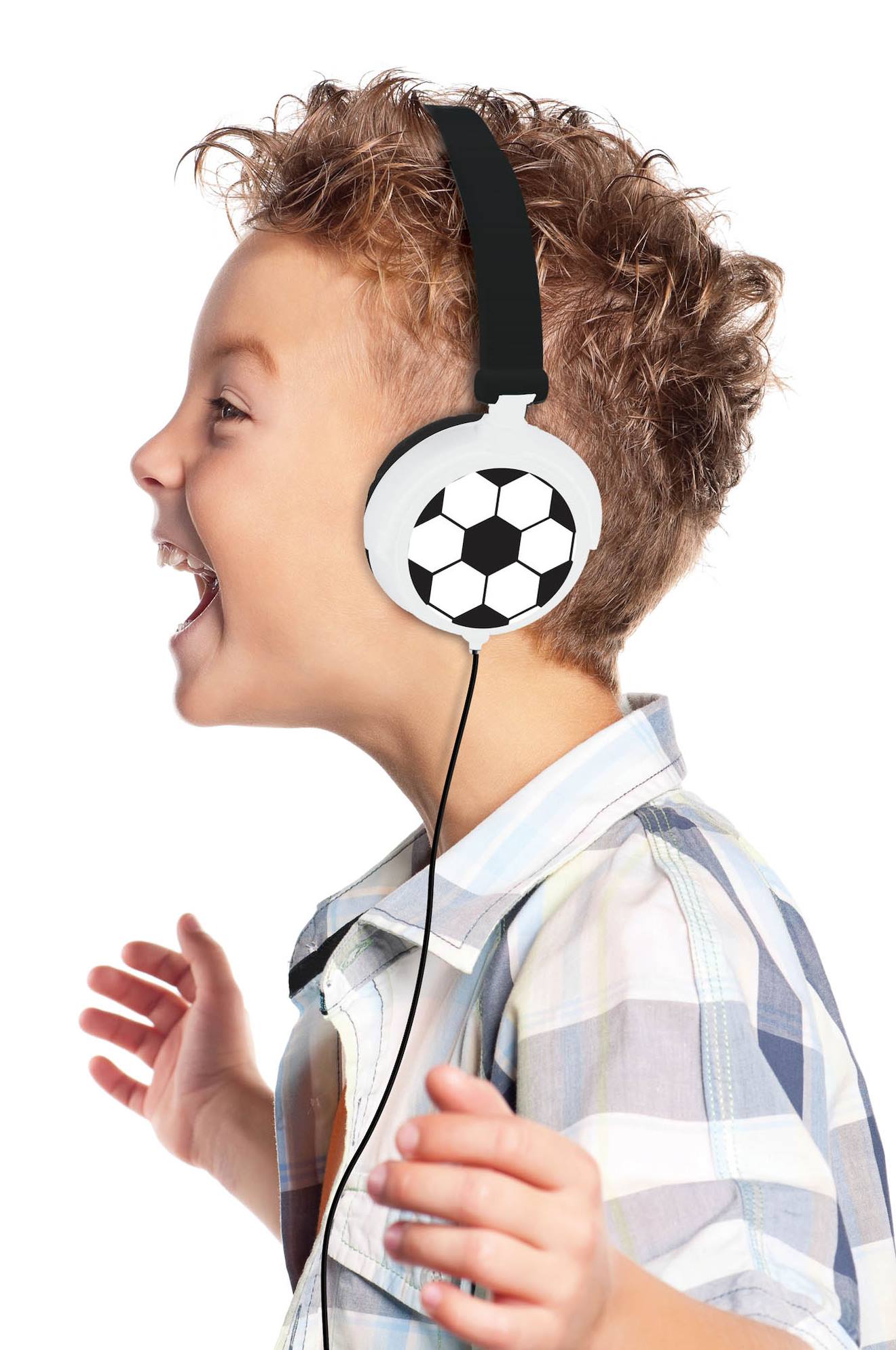 Casque stéréo filaire pliable football avec limitation de volume d'écoute multicolore