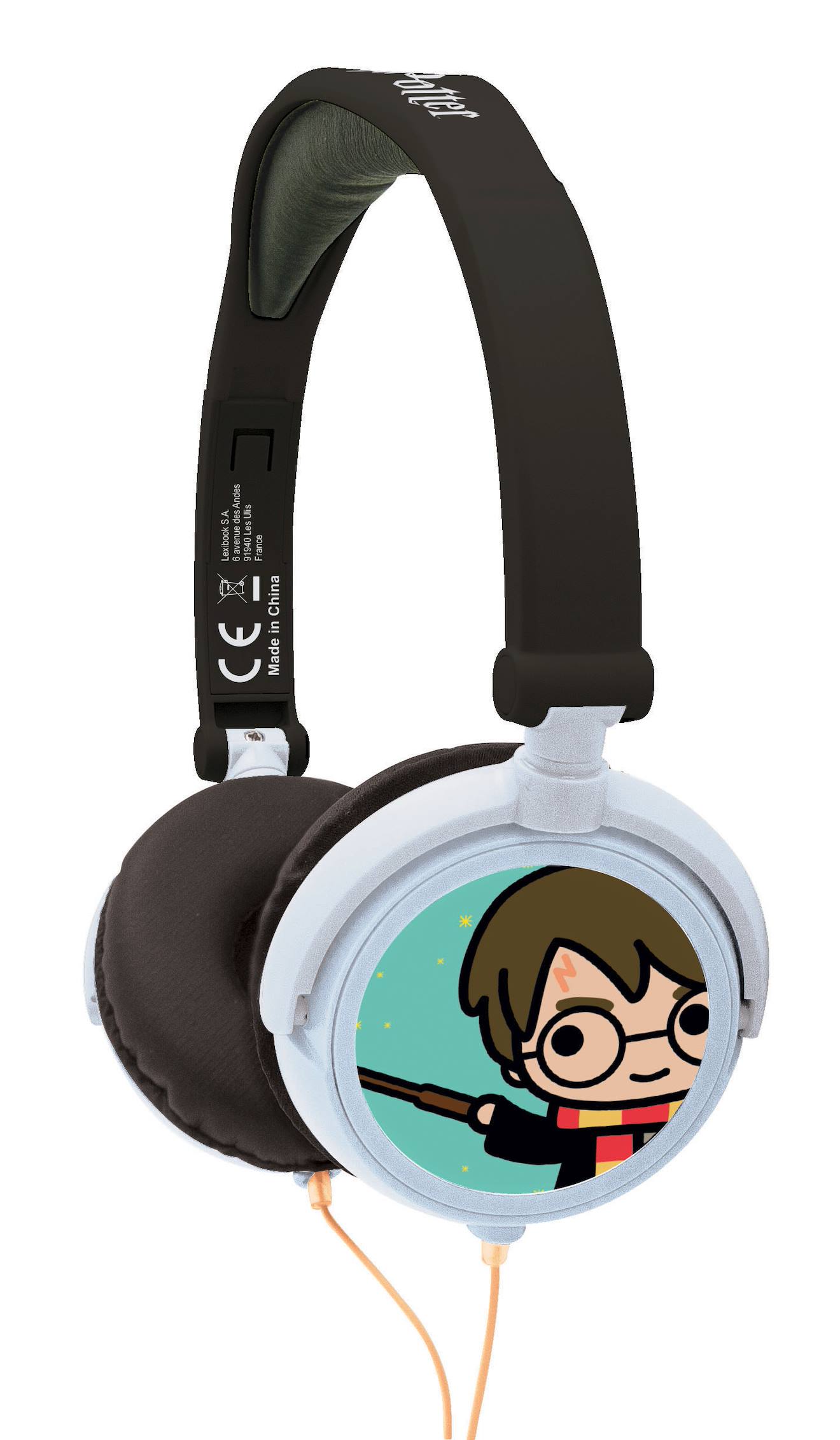 Casque stéréo filaire pliable Harry Potter avec limitation de volume d'écoute multicolore