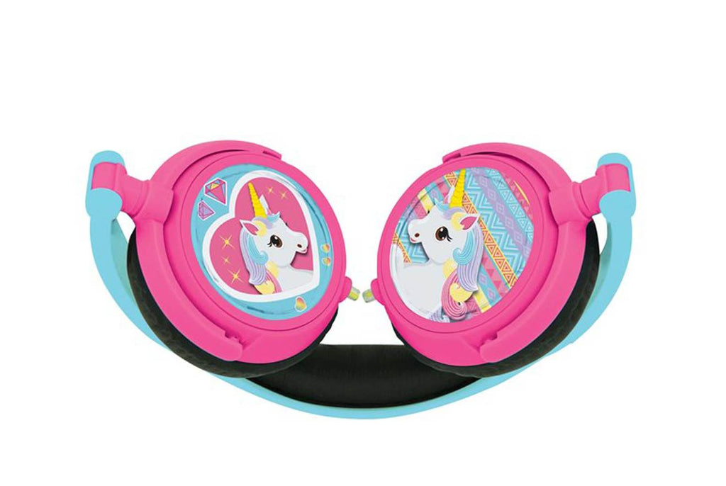 Casque stéréo filaire pliable licorne avec limitation de volume d'écoute multicolore