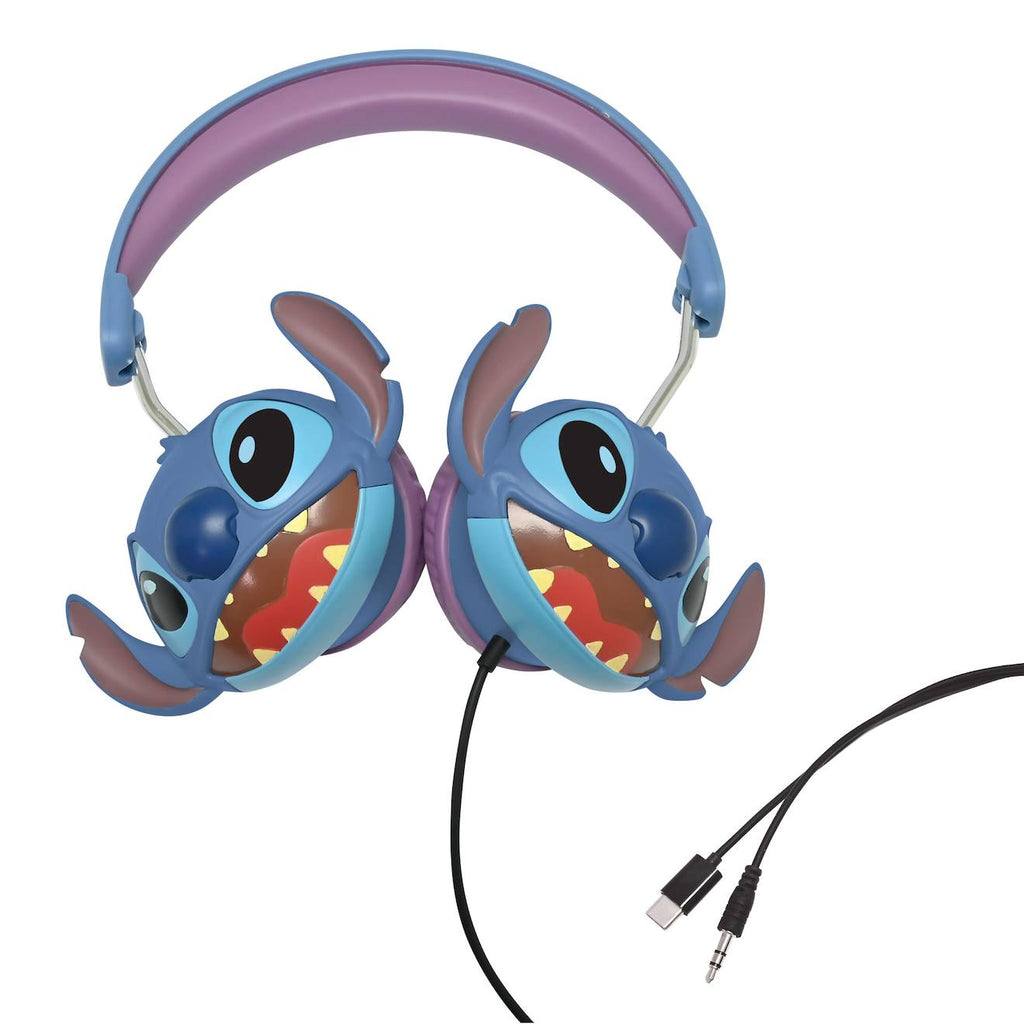 Casque stéréo filaire pliable Stitch avec limitation de volume d'écoute multicolore
