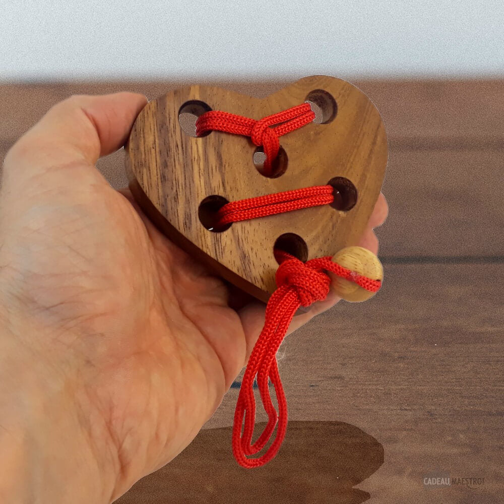 Casse-Tête Bois Coeur Ficelé - Casse-Tête Philos