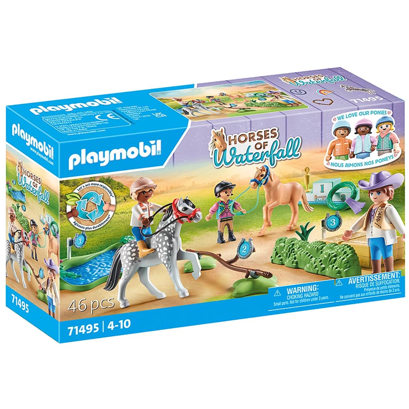 Cavaliers avec poneys et saut d'obstacles 71495 multicolore