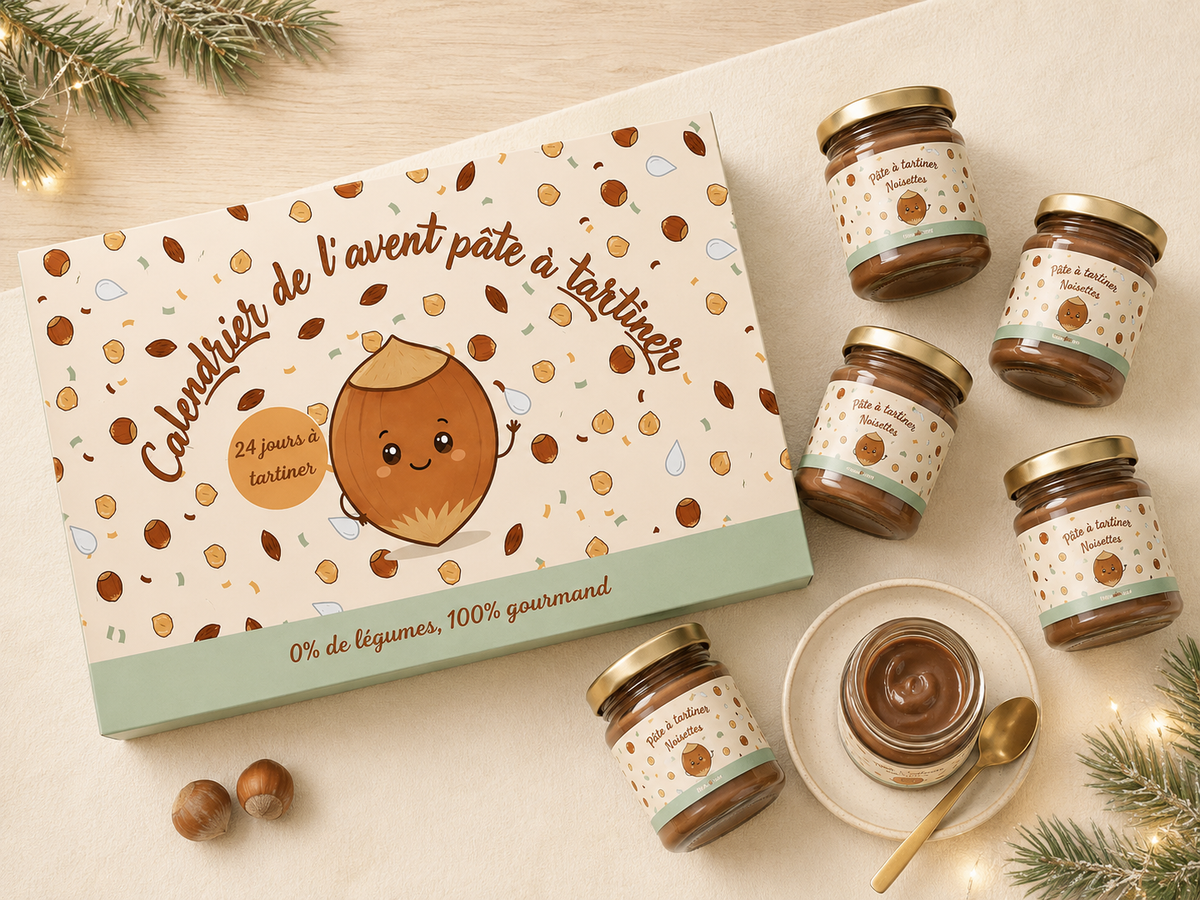 Calendrier de l'Avent Pâte à Tartiner Artisanale 2026, 24 mini pots