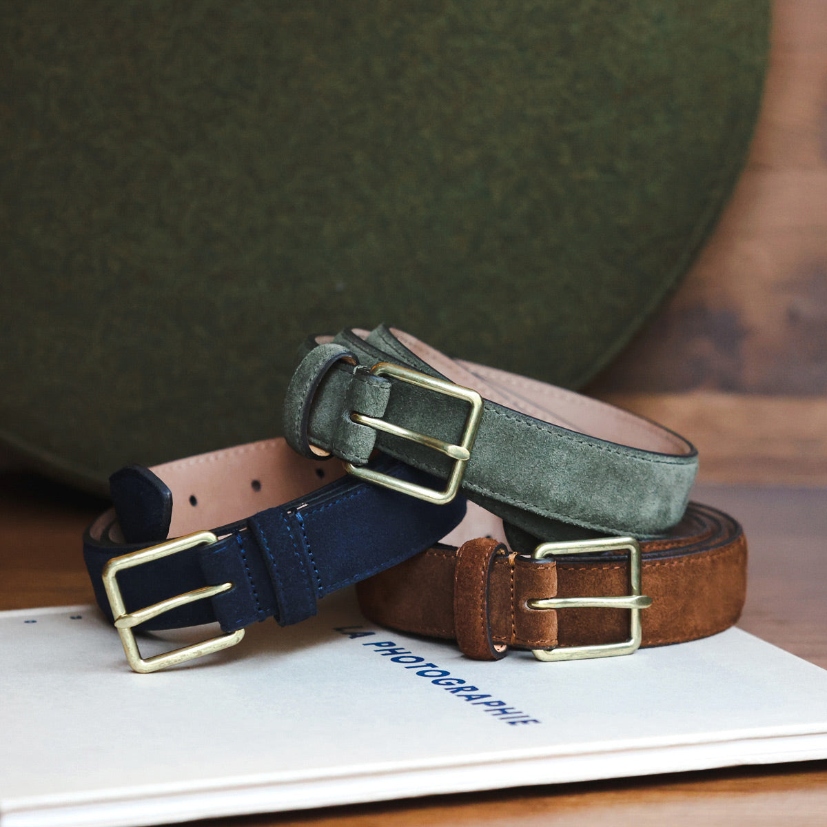 Ceinture homme en cuir suédé personnalisable