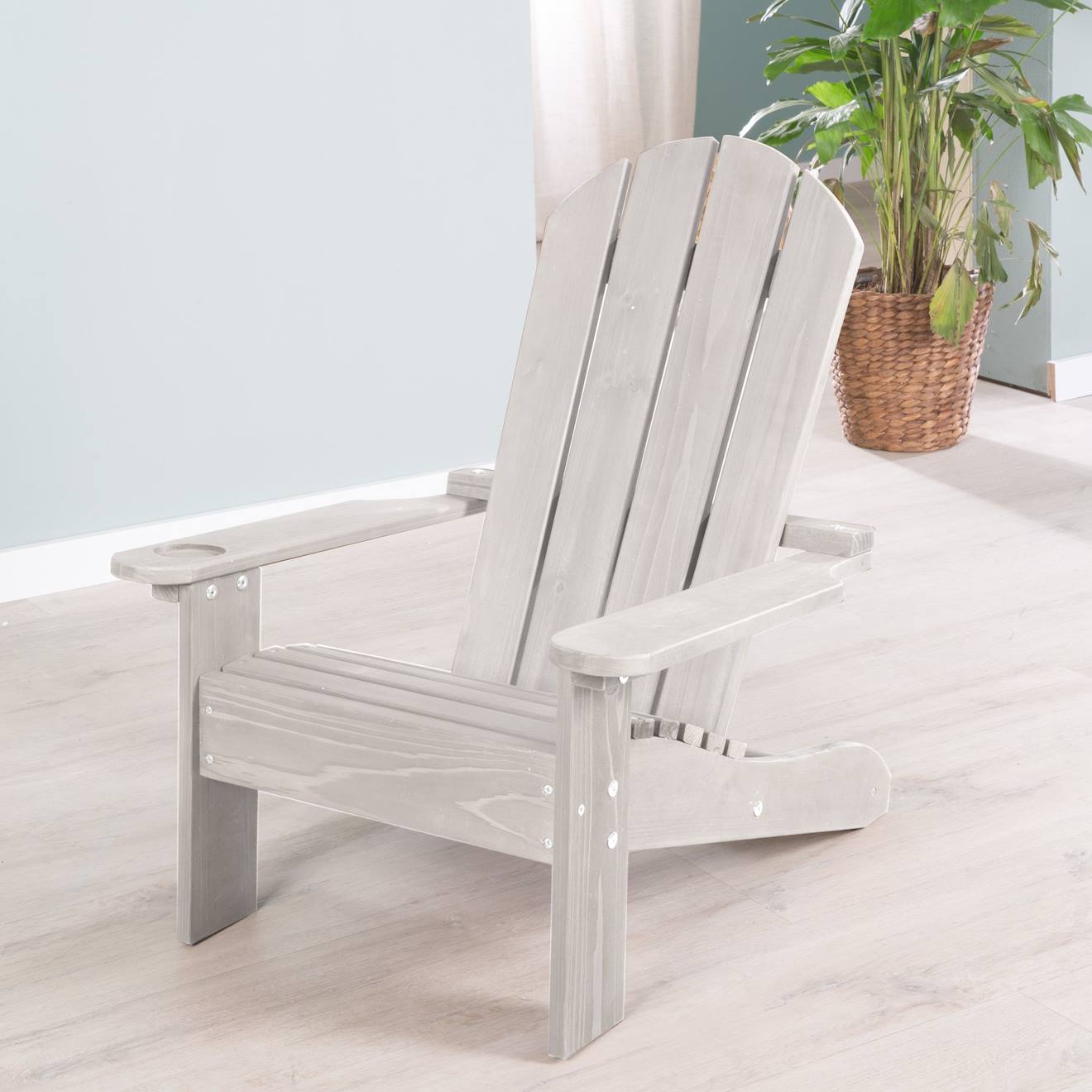 Chaise de détente pour enfant en bois FSC avec porte-gobelet gris