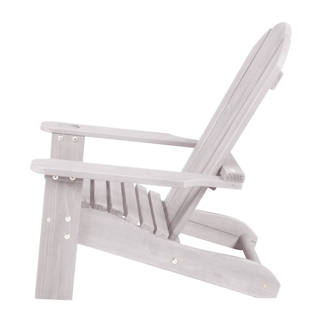 Chaise de détente pour enfant en bois FSC avec porte-gobelet gris
