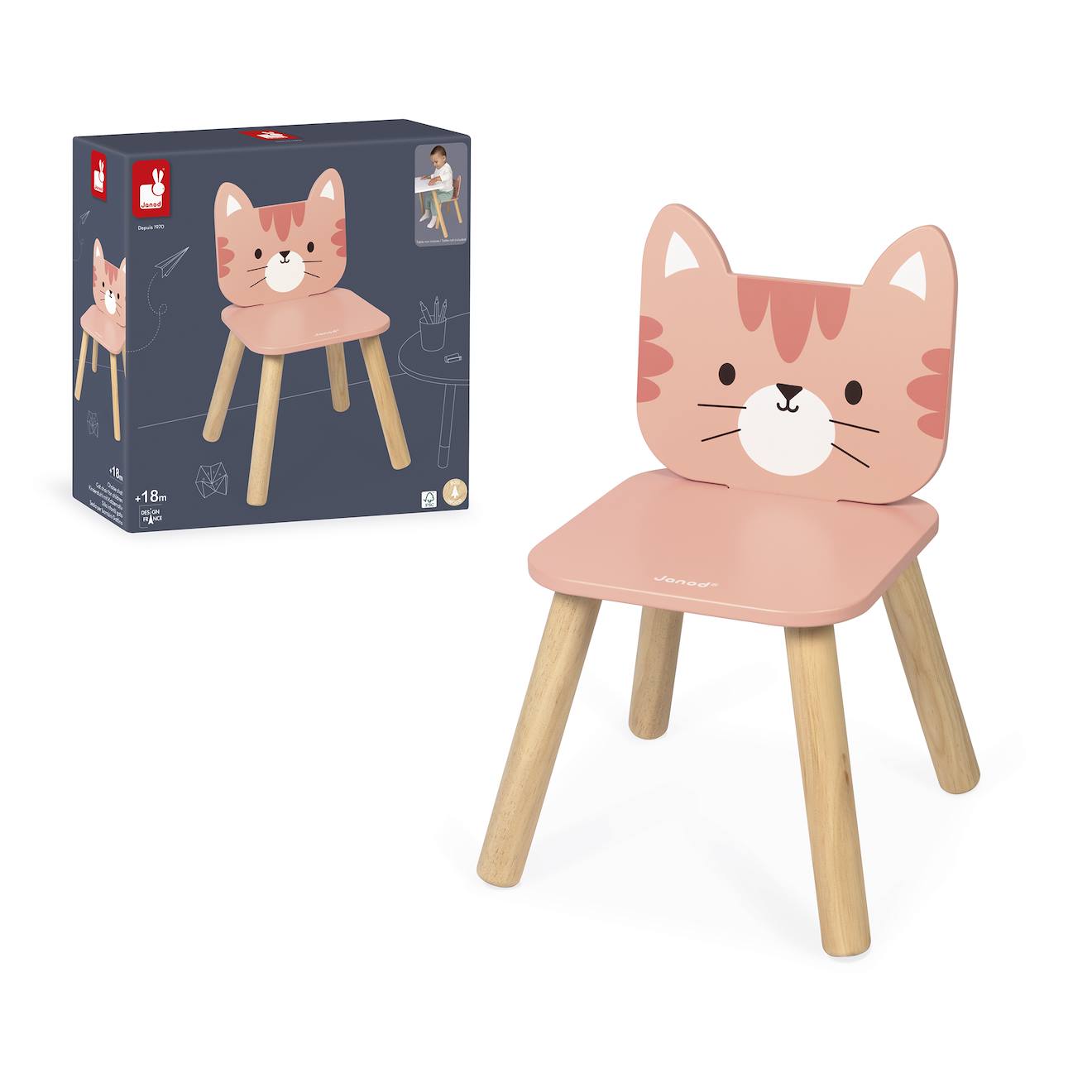 Chaise enfant thème chat multicolore