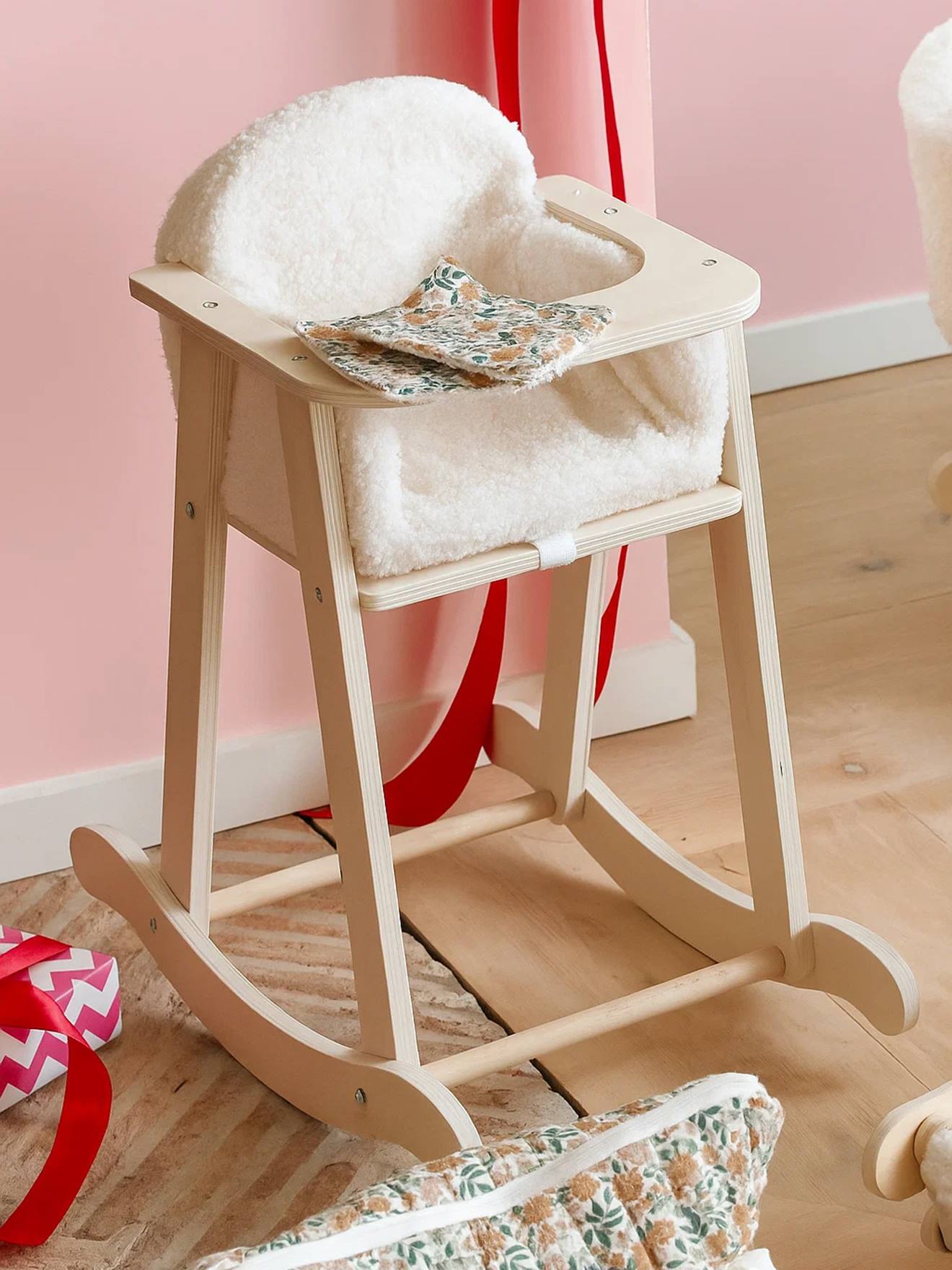 Chaise haute à bascule poupon en bois FSC bois