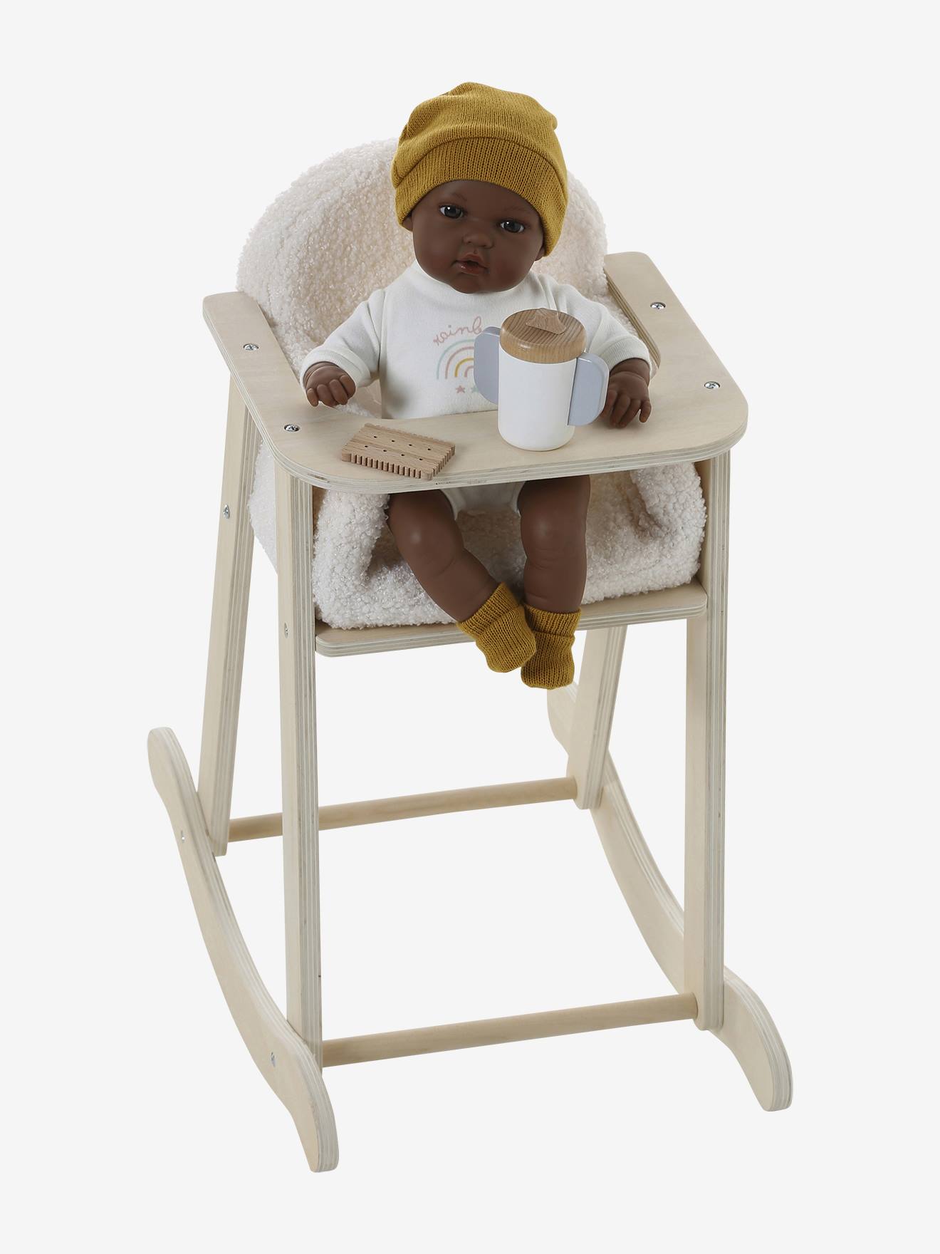 Chaise haute à bascule poupon en bois FSC bois