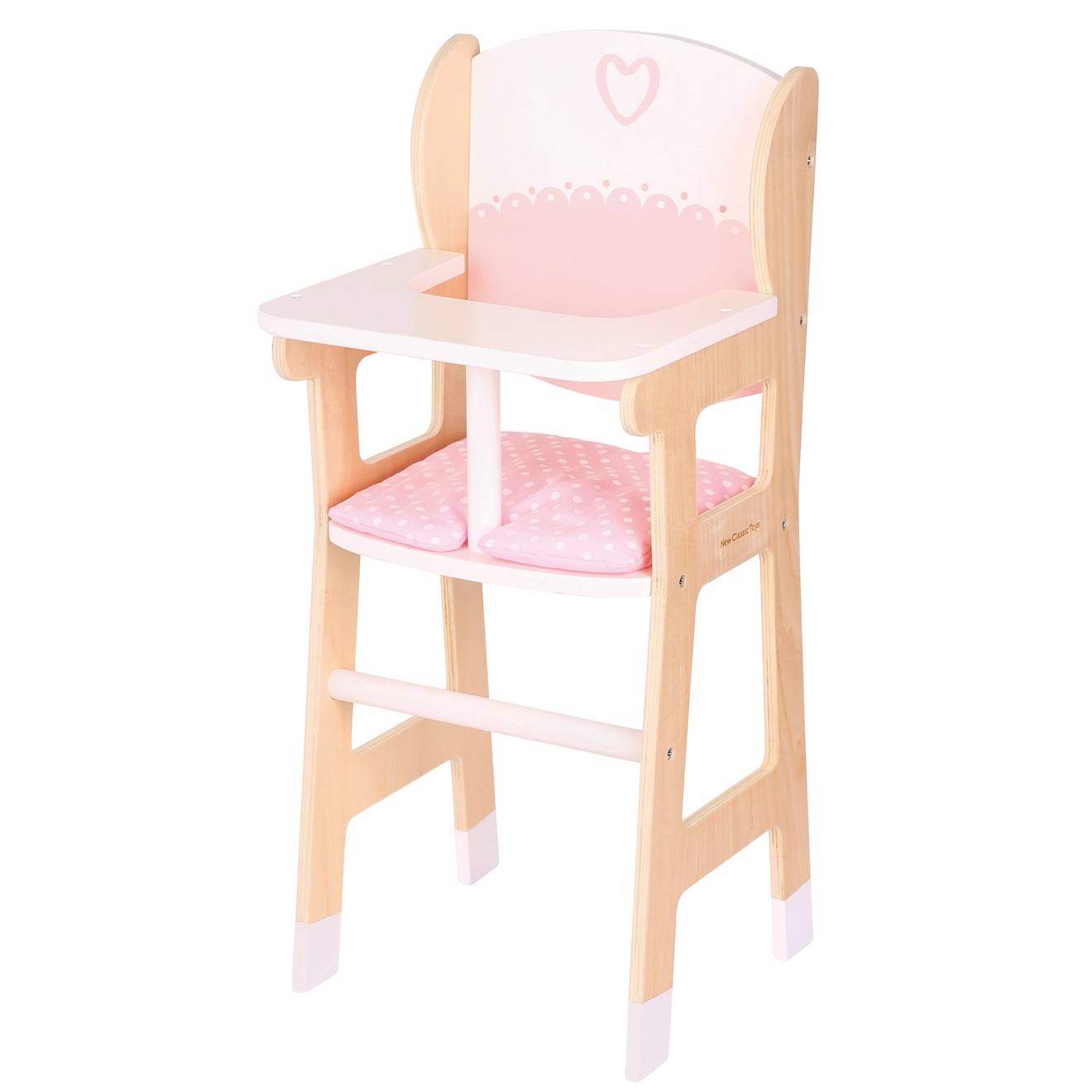 Chaise haute en bois pour poupée blanc