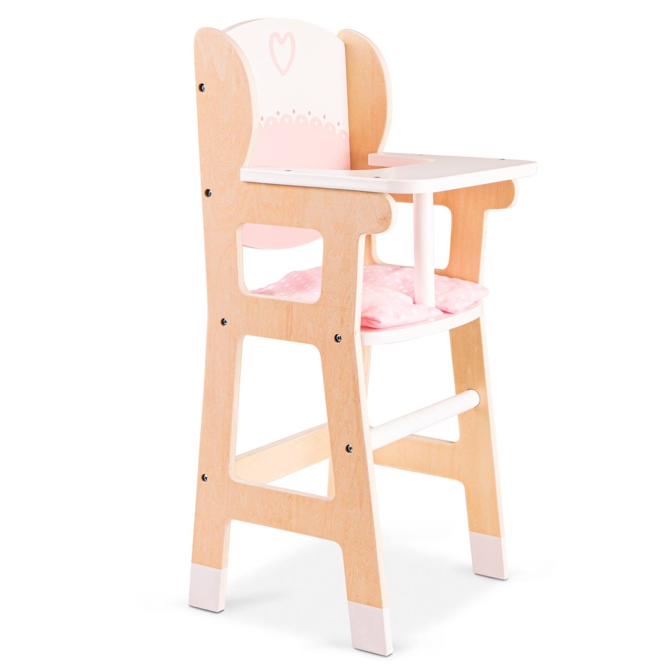 Chaise haute en bois pour poupée blanc