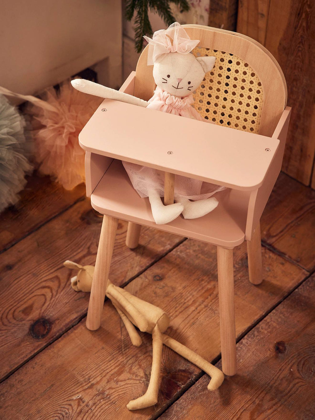 Chaise haute en cannage et bois FSC poésie multicolore