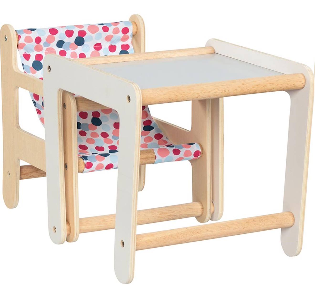 Chaise haute poupée avec table 2 en 1 beige