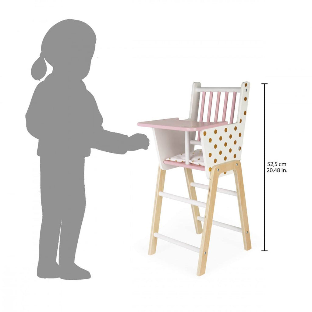 Chaise haute poupées et poupons candy chic blanc / rose