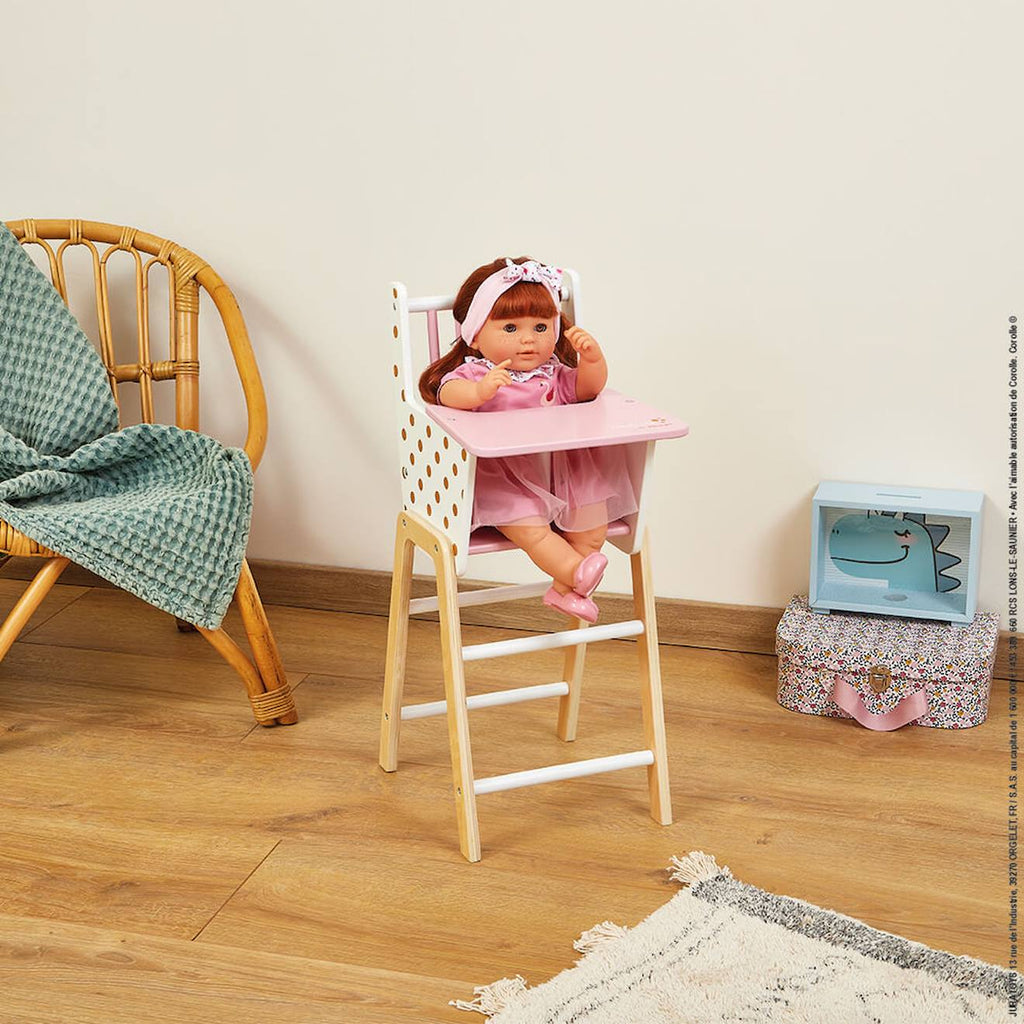 Chaise haute poupées et poupons candy chic blanc / rose