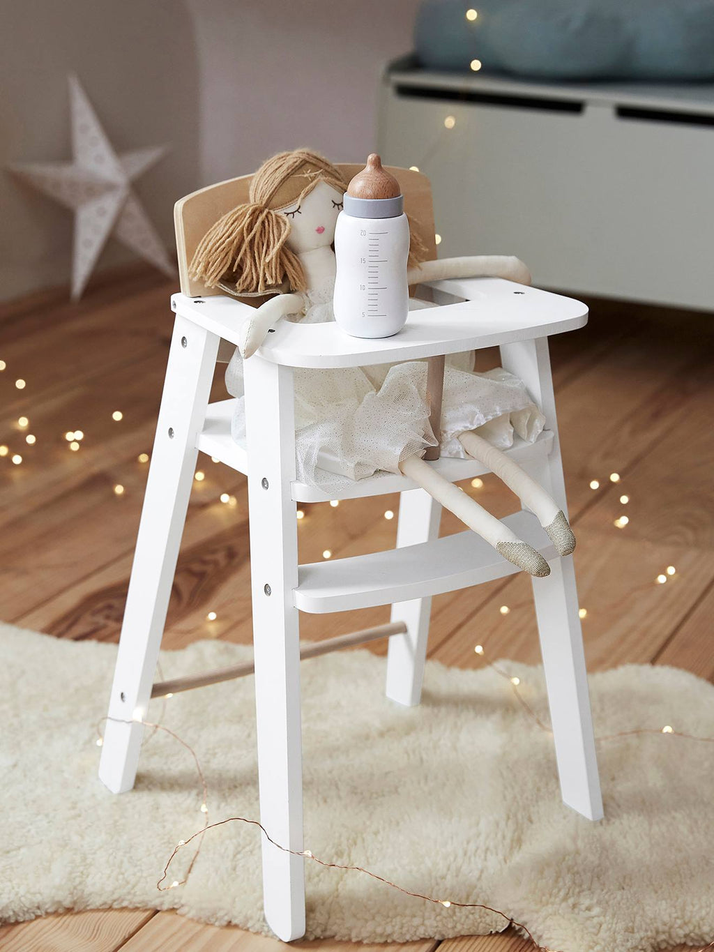 Chaise haute poupon en bois FSC blanc