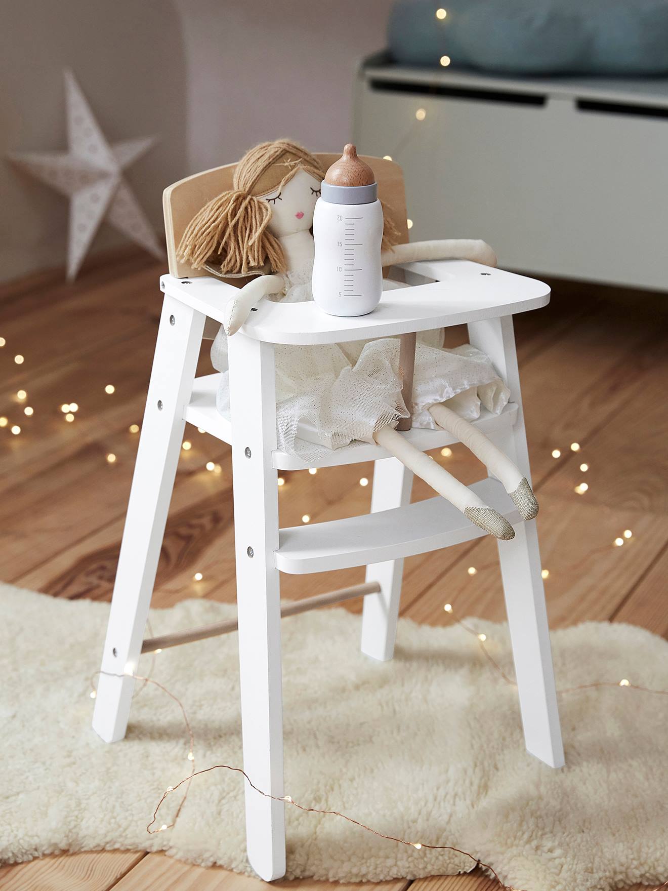 Chaise haute poupon en bois FSC blanc