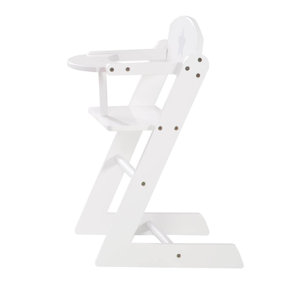 Chaise haute pour poupée + coussin étoilé stella blanc / étoile grise