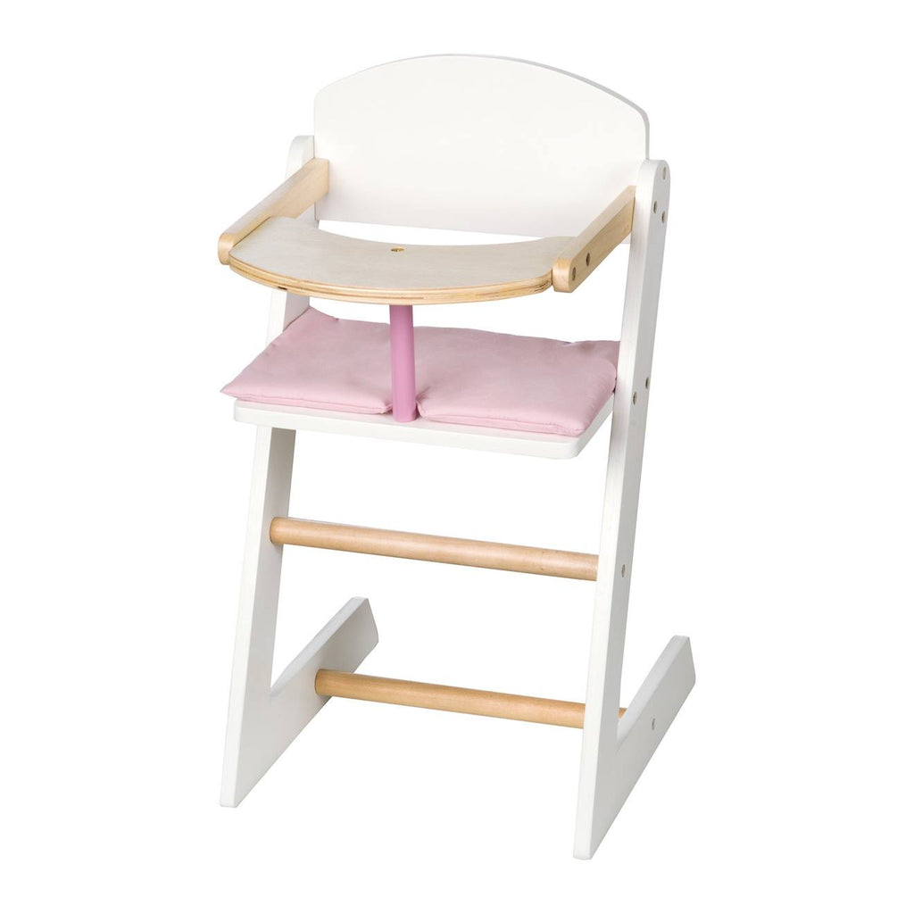 Chaise haute pour poupée + coussin rose scarlett blanc / rose