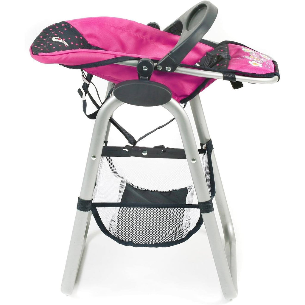 Chaise haute pour poupées - design marine et rose à pois noir et rose