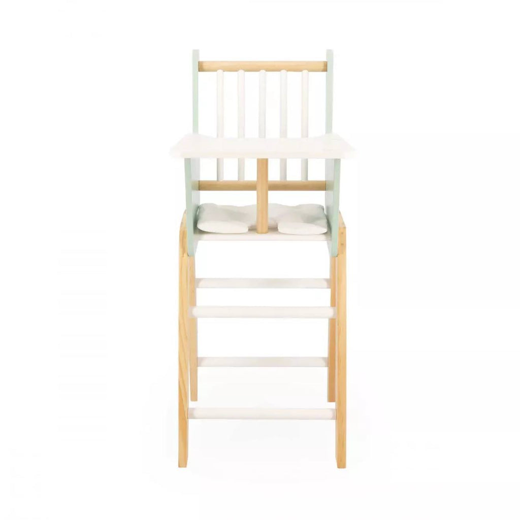 Chaise haute pour poupées et poupon zen vert