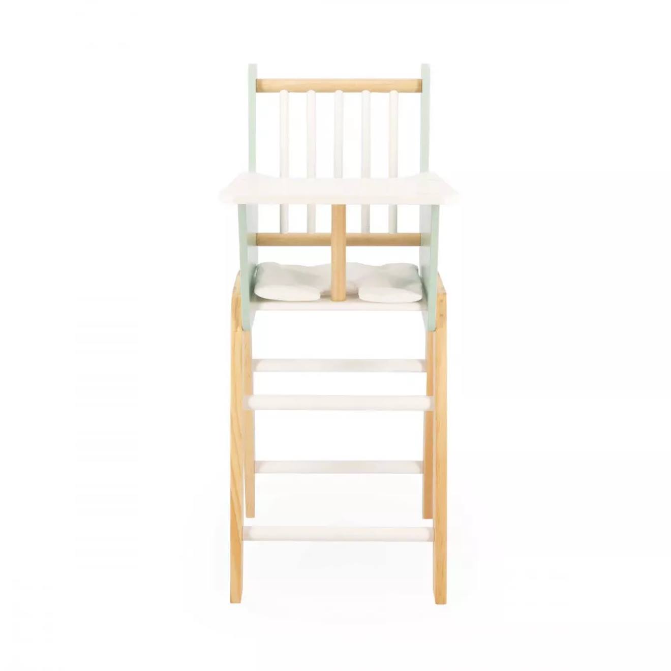 Chaise haute pour poupées et poupon zen vert