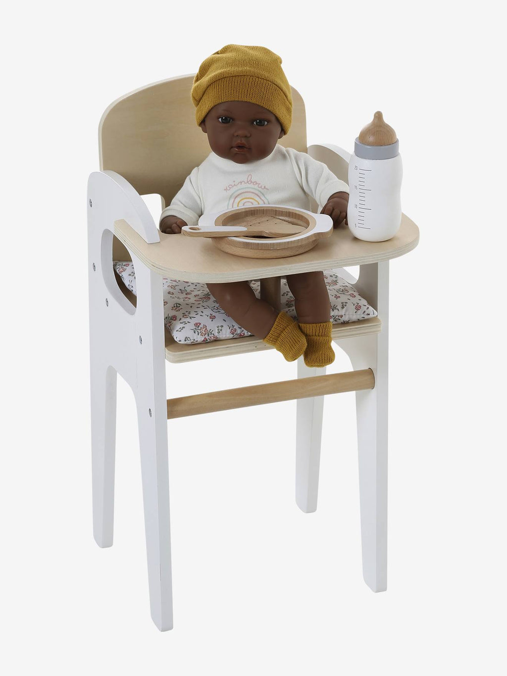 Chaise haute pour poupon en bois FSC blanc