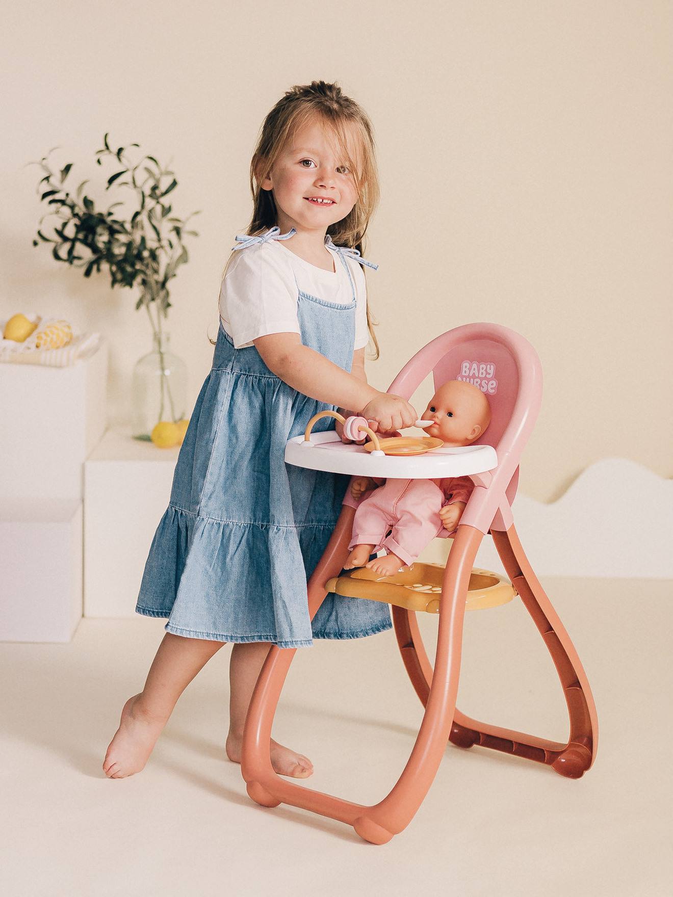 Chaise haute pour poupon multicolore