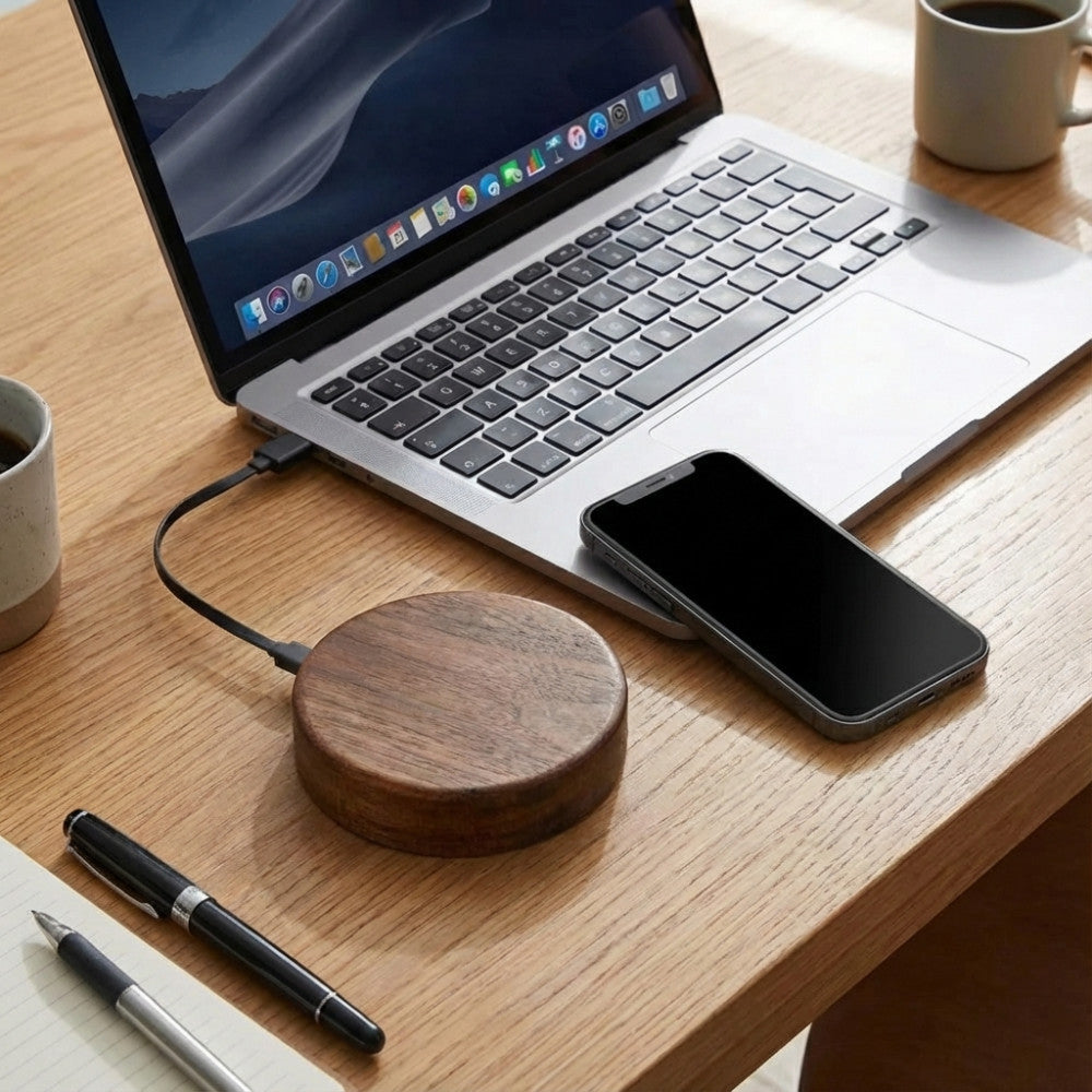 Chargeur Sans Fil en Acacia - Chargeur et Accessoire de Chargement
