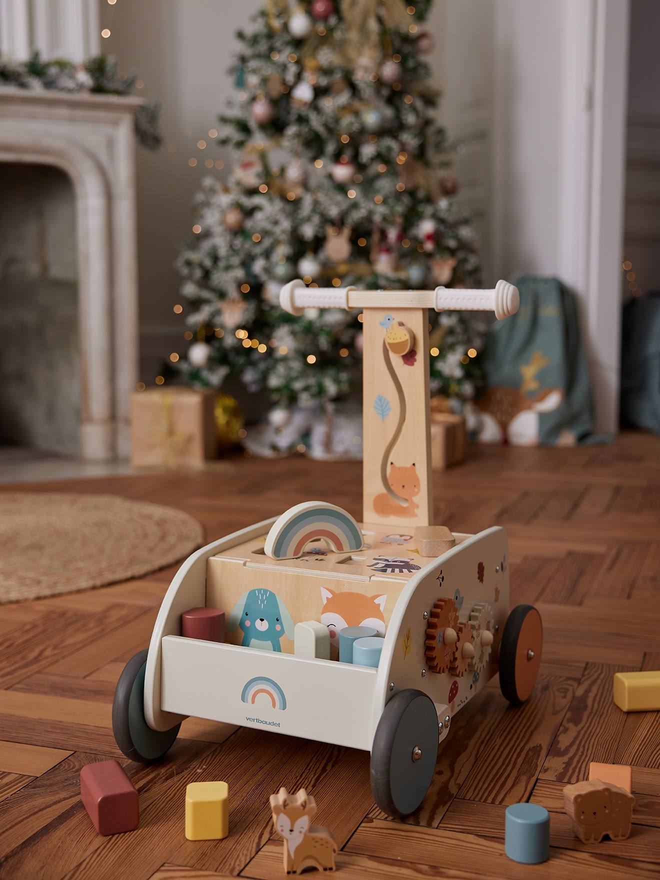 Chariot de marché 2 en 1 les amis de la forêt en bois FSC bois