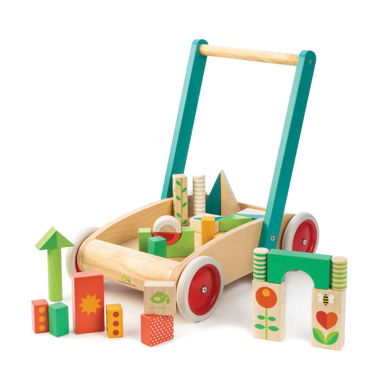 Chariot de marché avec blocs colorés beige