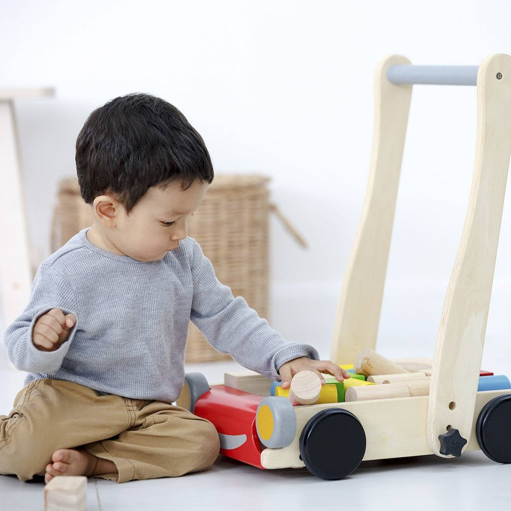 Chariot de marche avec cubes beige