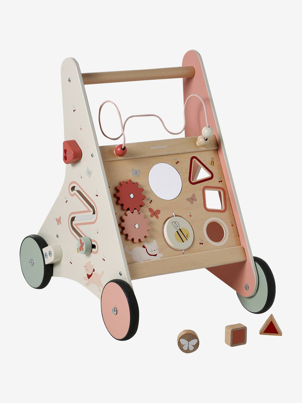 Chariot de marché avec freins en bois FSC cherry