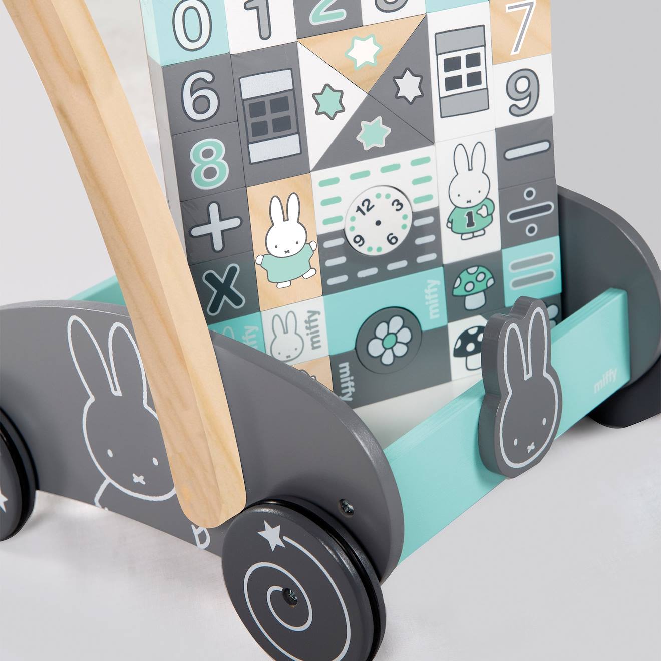 Chariot de marche + blocs de construction miffy gris - vert menthe / miffy