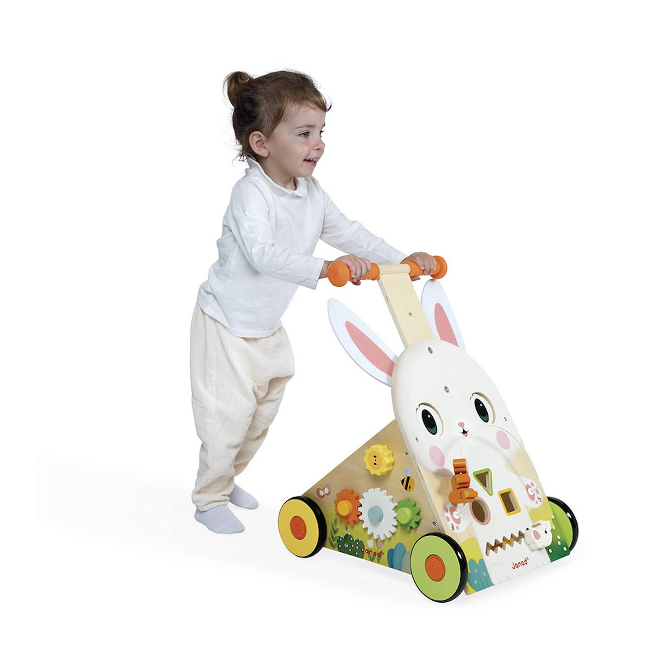 Chariot de marché en bois FSC lapin multicolore