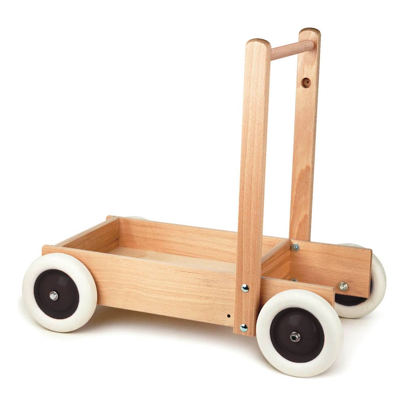 Chariot de marche en bois massif beige