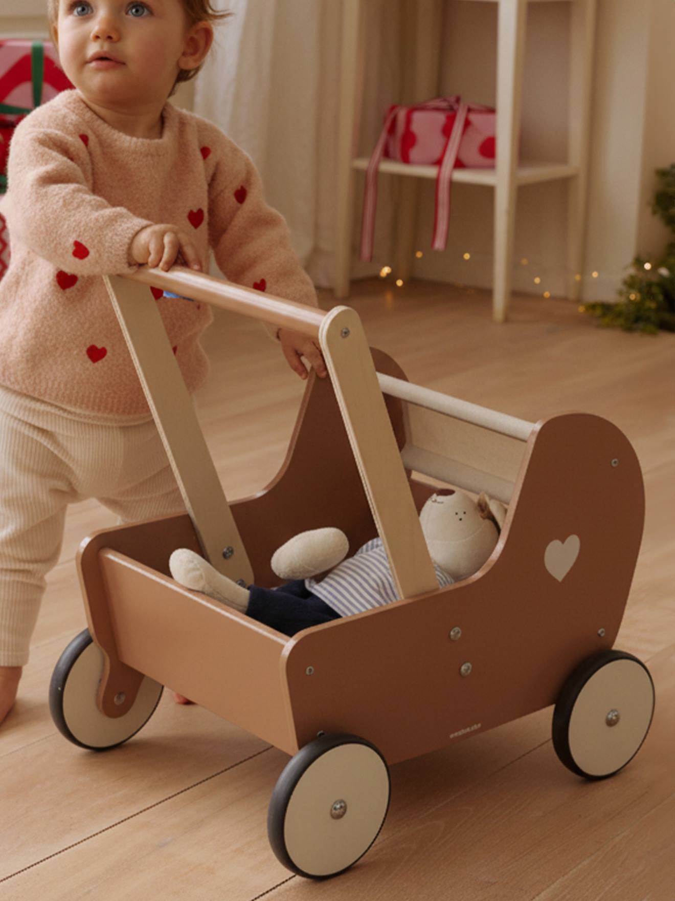 Chariot de marché landau en bois FSC caramel