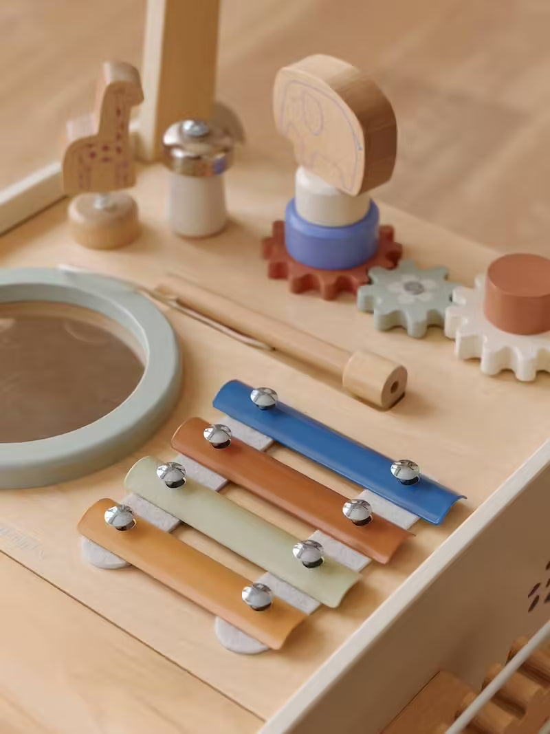 Chariot de marche musical en bois avec freins – Vertbaudet