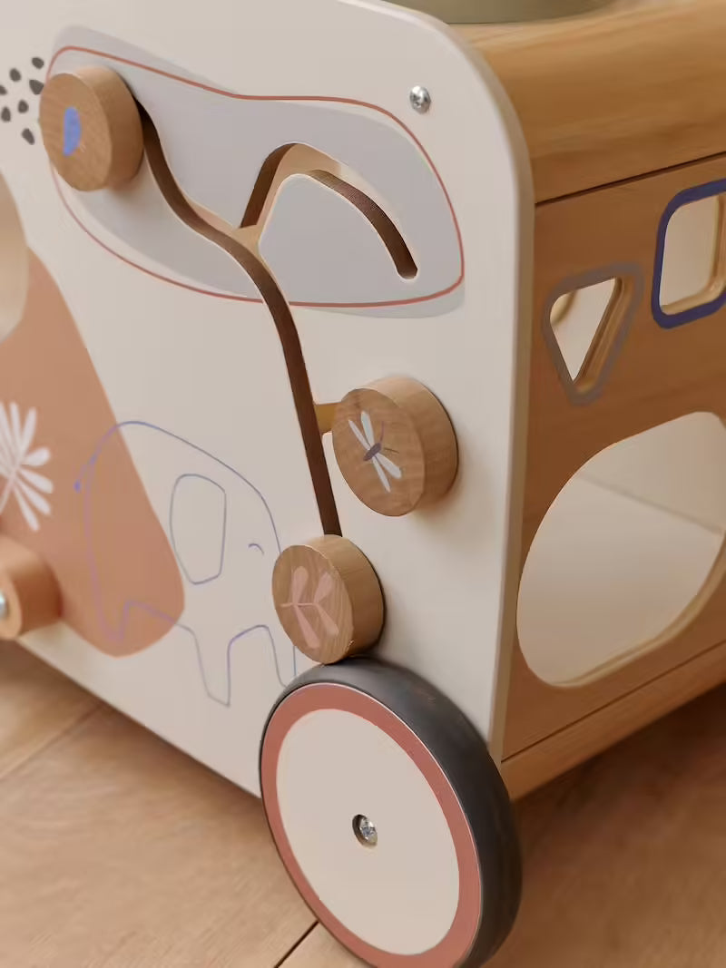 Chariot de marche musical en bois avec freins – Vertbaudet