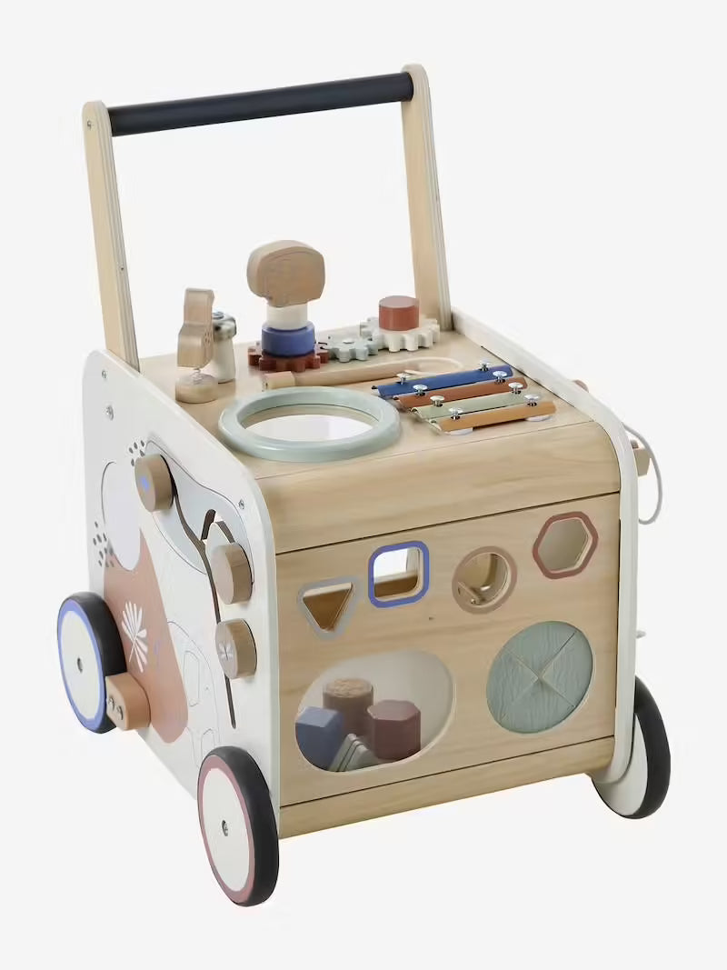 Chariot de marche musical en bois avec freins – Vertbaudet
