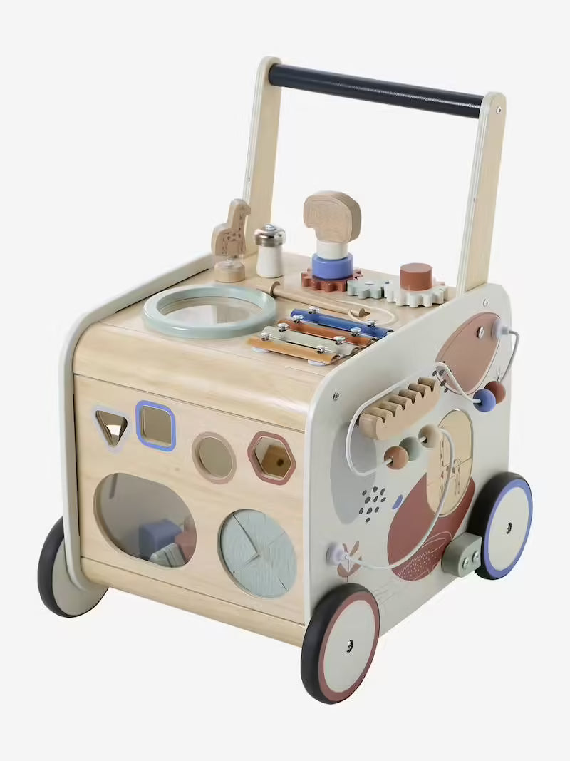 Chariot de marche musical en bois avec freins – Vertbaudet