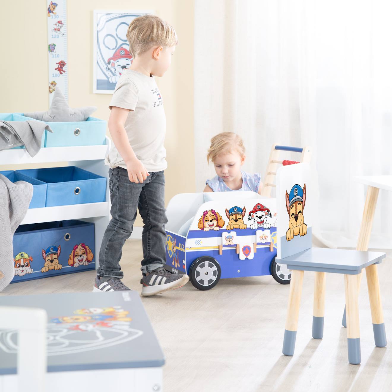 Chariot de marche Pat' Patrouille en forme de bus bleu / Paw Patrol