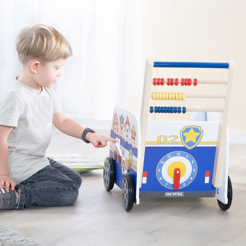 Chariot de marche Pat' Patrouille en forme de bus bleu / Paw Patrol